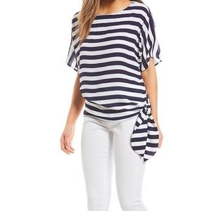 NWT Michael Kors Graphic Strip Print Side Tie Top